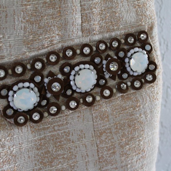 Tory Burch Jillian Ivory Embellished jeweled women's Tunic Top sz 6 - Picture 7 of 14